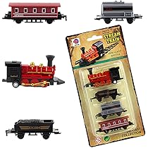 Mini Dampfzug Spielzeug Set - Retro Zugmodell Mit 4 Waggons Rückziehmotor