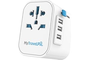 Worldwide Travel Adapter with USB | The Safest All In One Travel Adaptor | MyTravelPal® Pro Grounded Universal Travel Adapter Worldwide | Earthed International World Charger Multi Travel Plug Adapter