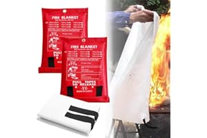 ZOYDP Couverture Anti Feu 1x1m, 2 PCS Couverture Anti-Feu en Fibre de Verre dUrgence pour à Cuisine, Couverture Anti-Feu Facile à Utiliser pour La Fourneau Isolation Thermique, Selon EN1869:1997