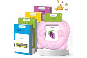 VISATOR Talking Flash Cards Schede Flash Cards Parlanti Flash Cards Flash Cards Bambini Giocattoli Educativi per Bambini 3+ Anni Autismo Giochi Regali di Compleanno Giochi Montessori(Rosa Italiano)