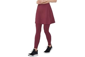 Westkun Falda Pantalón de Padel Mujer Deporte Leggins con Falda La Altura del Tobillo Mallas con Falda Tennis Ropa Tela elástica 2 en 1 Skapri con Bolsillos