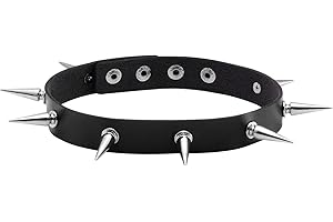 MILAKOO Anello Punk Goth Metallo Punta Borchiata Collare in Pelle Collana con borchie per le donne