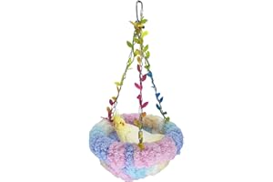 OTKARXUS Bird Nest for Cage,1PC Plush Parrot Hammock Bird Bed,Winter Warm Hanging Budgie Sleeping Bed Hut Swing Bird Cage Accessories for Conure Cockatiel Parakeet Small Pets (Colorful)