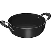 Amazon Brand - Solimo Hard Anodized Deep Kadhai (2.5 litres), Aluminium, Black