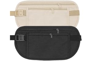 EIHI 2 Pezzi Cintura Porta Soldi Nascosto, Marsupio Portasoldi per Uomo e Donna, Marsupio da Viaggio Invisibile con Fibbia Regolabile, Sottile Marsupio Sportivo, Marsupio Cintura da Viaggio