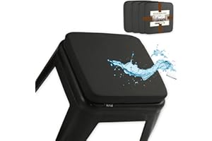 BUYUE Enhanced Anti-Rutsch Magnetic Bar Hocker Kissen Set von 4, Luxus PU-Leder wasserdicht kleine Sitzkissen für Café Bistro stapelbar Metallhocker (Quadrat, schwarz, 4)