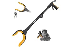 Jellas Pinza Telescopica, 80 cm Pinza Telescopica Pieghevole, Pinza Prensile, Raccoglitore di Immondizia, Pinza Morsetto in Gomma (Giallo)