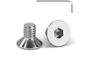 Tunejoy Viti a Testa Svasata M6 x 10 mm Vite a testa svasata Brugola Bulloni in Acciaio Inox A2 V2A Viti a Testa Piatta Norma DIN 7991 con Chiavi a Esagono Filettatura Completa 20 pezzi