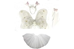 Tante Tina Costume da Farfalla per Bambina - Vestito Farfalla da Bimba in 4 Pezzi: Gonna in Tulle, Ali, Bacchetta e Cerchietto - Indicato per i Bambini da 2 a 8 Anni