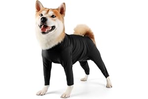 Due Felice Dog Surgery Recovery Suit for Female Male Dog Onesie Surgical Suit Dog Body Suit After Surgery Dog Shedding Suit for Small Medium Large Dog Black/XXL