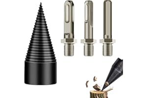 BARVERE Holzspalter Bohrer 42mm, Kegelspalter mit 3 Multifunktion Schaft - Hex Shank, Square and Round Handle, Brennholzbohrer mit Rundem Schaft für Holz Spalten, Brennholzbohrer