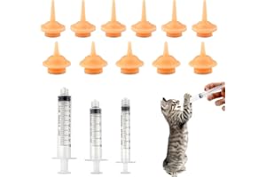 Foyods 14 Stück Futterspritze für Kätzchen,Haustier Nippel mit Futterspritze,Silikon Nippel Futterspritze für Kätzchen und Welpen,Wiederverwendbare Mini-Nippel für Haustiere mit Spritzen