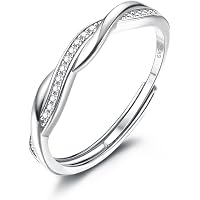 PHNIBIRD Damen Ring Aus 925er Sterlingsilber, Flach & Funkelnd – Verstellbarer Bandring Als Perfektes Geschenk
