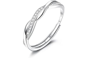JeweBella Anillo Plata de Ley 925 Mujer Ajustable de Compromiso Alianzas Boda Promesa Oro 18K Plata/Oro/Oro Rosa Regalos Con Tarjeta de Regalo
