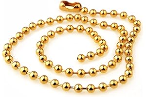 BlackAmazement Edelstahl Kette Halskette Kugelkette Silber Länge 50cm 55cm 60cm 70cm 80cm Stärke 2,4mm 3mm Silber Gold Schwarz Damen Herren