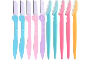 FEPITO 10 Pièces Rasoirs à Sourcils Rasoir Visage pour Femmes et Hommes Visage Détachants De Cheveux, 5 Pièces Masques pour Sourcils Pliables et 5 Pièces Rasoirs pour Sourcils Pliables