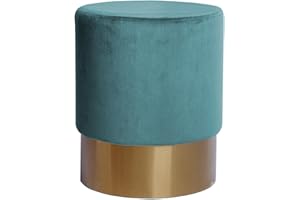 ‎QIYANO Qiyano Hocker Schminktisch Pouf Samt Sitzhocker in verschiedenen Größen und Farben mit Gold abgesetzt für Wohnzimmer Schlafzimmer oder Ankleidezimmer, Klein Rund, Farbe: Türkis