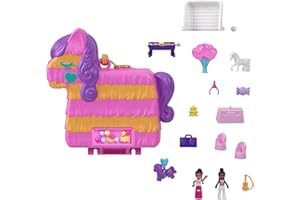 Polly Pocket Mini-Univers Coffret Piñata En Folie Avec 2 Mini-Figurines Et 14 Accessoires, Jouets De Voyage, Jouet Enfant, Dès 4 Ans, HKV32