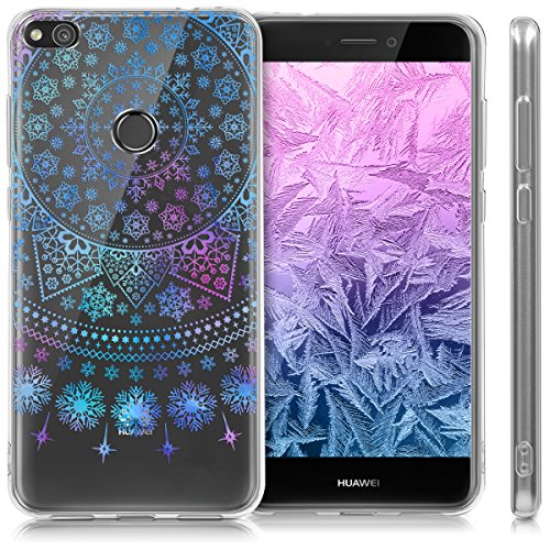 kwmobile Funda para Huawei P8 Lite  2017  - Carcasa Protectora de  TPU  con dise  o con Copos de Nieve en  Azul Rosa Fucsia Transparente 