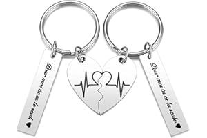 PiercingJak 2PCS Porte-clés Cœur Couple Amoureux Amour Personnalisé Gravé Pour Moi Tu Es Le Seul Puzzle Séparable Trousseau Pendentif Acier Inoxydable Cadeau Anniversaire Saint-Valentin-Argent