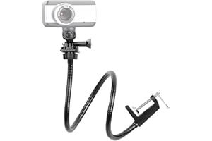 Luckits Support de Webcam, Support de Webcam de 25 Pouces Support de Bras de col de Cygne réglable à 360 ° Support de Pince de Bureau Flexible Support de Fixation de Bureau à Filetage 1/4 ''