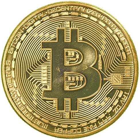CrewPros(TM) 1 x Gold Plated Bitcoin Coin Collectible BTC Coin Art Collection Gift Physical