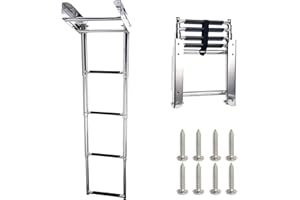 FreeTec 4 Pasos Escalera Telescópica de Embarque de Embarcaciones de Acero Inoxidable con Plataforma Deslizante