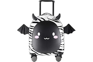 GinzaTravel Kids Carry On Suitcase with 4 Spinner Wheels, Cabin Size Children's Hand Luggage Case, Small Lightweight Hard Shell Travel Trolley for Girls and Boys, Zebra