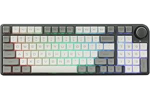 EPOMAKER TH96 96% Hot Swappable RGB 2,4 GHz/Bluetooth 5.0/przewodowa mechaniczna klawiatura gamingowa z diodami LED RGB, nasadkami klawiszy MDA, akumulatorem 6000 mAh, sterowanie przyciskami do Windows/Mac