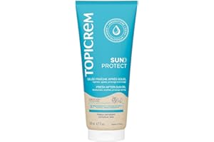Topicrem - Sun Protect, Gelée Fraîche Après-Soleil Apaisante Visage et Corps - Hydrate 48h, Prolonge le Bronzage - Soin Solaire Peaux Sensibles - Aloé Vera et Karité - 200 ml
