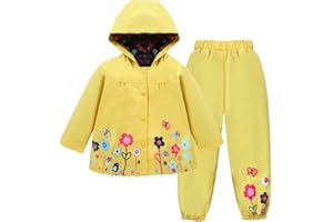 LZH Tuta impermeabile per neonate Tuta impermeabile con cappuccio Giacca e pantaloni Outwear