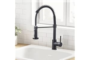 Cesinkin Robinet Cuisine Noir Pivotant à 360° Mitigeur Cuisine Robinet d'Évier à Arc Élevé pulvérisateur escamotable 2 Modes de Pulvérisation en Laiton