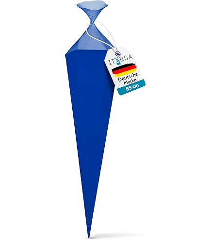 Schultüte Rohling 70 Cm Türkisblau – Inkl. Name & Großer Schleife, Rund, Tüllabschluss, Made In Germany