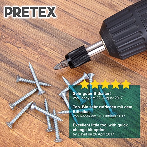PRETEX Bithalter 1/4″ mit Sechskantschaft und Ringmagnet mit Quick-Release-Funktion | 2 Jahre Zufriedenheitsgarantie | Bithalter für elektrische Bohrmaschine, Schlagschrauber, Schraubendreher – Magnetbithalter, Bitaufnahme, 0,25 Zoll, Viertelzoll, Bit Holder - 5