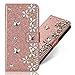 Produktbild 3D Butterfly Bling Glitter Glitzer Diamond Musterg Ledertasche Slim Retro Bookstyle mit Standfunktion Karteneinschub Magnetverschluss Flip Wallet Hülle Schutzhülle für Samsung Galaxy A6 2018