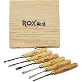 Rox Wood ROX-15399063-6PC Ahşap İşleme Ahşap Oyma Aletleri Seti Pirin&ccedil; Halkalı CRV60 Bı&ccedil;akları Ahşap Saklama Kutusunda - 6 Pa