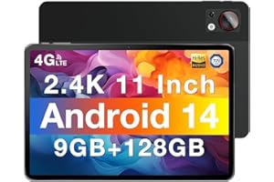 DOOGEE T30SE Tablette Android 14, 2.4K 11 Pouces Tablette Tactile, 8580mAh 128GB ROM(TF 1TB) Octa Core Tablette 4G Pas Cher, 13MP+5MP | Double 4G LTE | OTG | GPS | BT5.0 | TÜV | Face ID, Noir