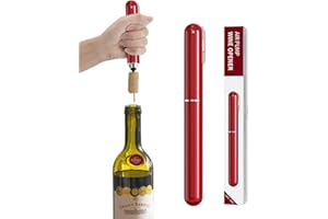 JOQINEER Abrelatas de vino de presión de aire 2 en 1 con cortador de papel de aluminio, abridor de botellas de vino, bomba de aire fácil de abrir, sacacorchos portátil de viaje para vino sacacorchos