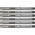 Artline 0.1mm/ 0.2mm/ 0.3mm/ 0.4mm/ 0.5mm/ 0.8mm Drawing System - Black (Wallet of 6)