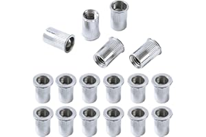 QANCEN 50 Pezzi Dadi Rivetti Filettati in Acciaio Inox, M6 Dadi Filettati a Testa Piatta, Dado con Inserto Filettato per Fissaggi in Legno, Metallo, Acciaio