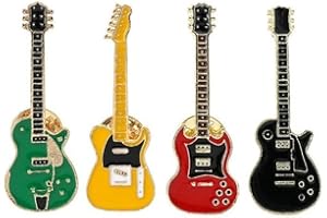 HRIPPY 4 Pcs Broche De Guitarra Guitarra De Guitarra Eléctrica Pin Insignia De Instrumentos Musicales Alfombras De Solapa Para Camisa Suéter Chaqueta Mochila