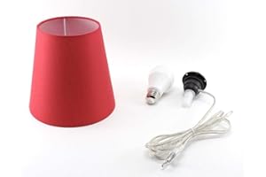 HORUS PARALUMI Kit Completo Paralume Rosso + Adattatore portalampada E27 con filo e interruttore trasparente - Lampada Led A+ in omaggio! Trasforma una bottiglia in lampada! Lampabottiglia.it