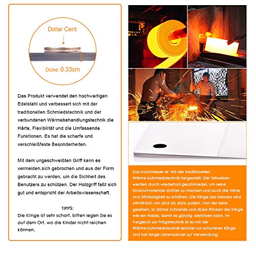 SPEVORIX Rostfrei Edelstahl Chinesisches Kochmesser Chefmesser für Haus & Restaurant Küche mit Profigehäuse - 6