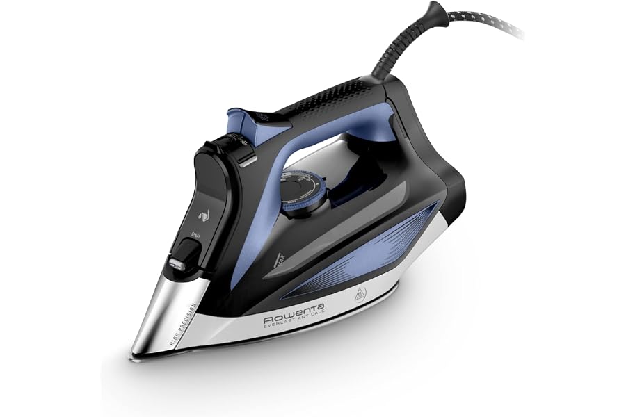 Rowenta DW7320D1 Everlast Anticalc Steam Iron, 2700 W, Powerful Steam Jet, 400 Micro-Holes, Anti-Limescale System, Black/Blue