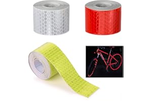 Neoreser 3 Cinta reflectante, (3m x 2,5cm) Cinta reflectante de seguridad, Cinta Adhesiva Reflectante para Coche Motocicleta Remolque Camper (amarillo, rojo, blanco)