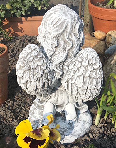 Steinfigur Engel kniend , massiver Steinguss, frost- und wetterfest bis -30°C - 5