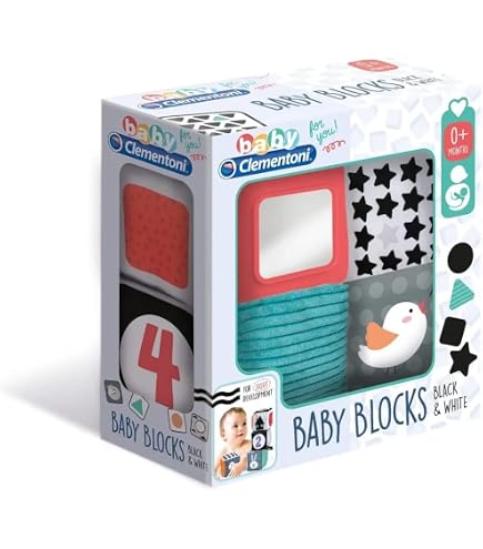 Clementoni Baby For You I See – Cofanetto Prime Attività Neonato, 15 Tessere Contrasto Bianco/nero, +3 Mesi, Made In Italy
