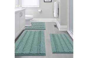 GENERIC Mint Bath Mat Set 3-Piece, Non-Slip Memory Foam Mat Machine-Washable, Ultra Soft & Water Absorbent Shower Rug, Bathroom Living Room Bedroom Decor, Housewarming Gift (40x60, 50x50, 50x80cm)