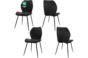 JIJIAN Dining Chairs set of 4, Kitchen Chair, Upholstered Chairs, Ergonomically Designed Linen Chair for Dining Room, Kitchen, Living Room, Reception, Black