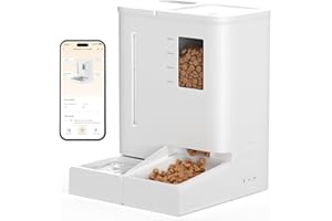 DUDUPET Distributeur Croquettes Chat Automatique et Fontaine 2 en 1-2.4G WiFi, Contrôle APP, 5L Distributeur Croquettes Chien, et 4L Fontaine a Eau Chats Combo, Enregistrement Vocal 10S